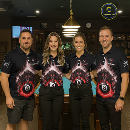 Custom Horror Wolfs Black Red Smokes Pool 8 Ball Men's Billiard Team Shirt Billiard Attire NYN2668