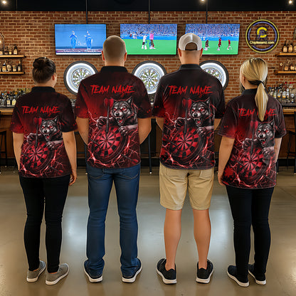 Black And Red Claws Wolfs Darts Shirt For Women Custom Thunder Lightning Team Darts Jersey NYN3039