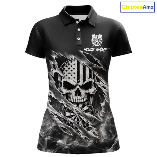 White Smokes Torn Dart Shirt Custom US Flag Skull Darts Team Outfits For Women, Darts Gifts NYN4073