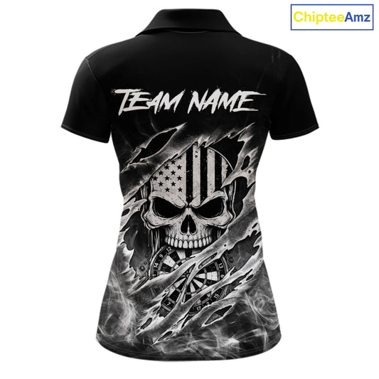 White Smokes Torn Dart Shirt Custom US Flag Skull Darts Team Outfits For Women, Darts Gifts NYN4073