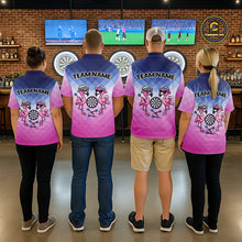 Load image into Gallery viewer, Custom Funny Pink Couple Flamingo Custom Dart Quarter-Zip Shirts For Women Dart Team Jerseys NYN2187