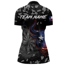 Load image into Gallery viewer, Texas Flag Bull &amp; Dartboard Custom Grunge Women Darts 1/4-Zip Shirt Patriotic Darts Team Jersey NYN2716