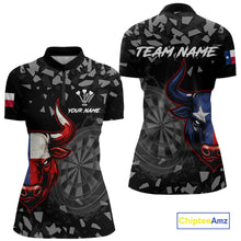 Load image into Gallery viewer, Texas Flag Bull &amp; Dartboard Custom Grunge Women Darts 1/4-Zip Shirt Patriotic Darts Team Jersey NYN2716