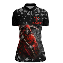 Load image into Gallery viewer, Red Grim Reaper Smoke Dartboard Custom Grunge Women Darts 1/4-Zip Shirt Darts Team Jersey NYN2719