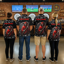 Load image into Gallery viewer, Red Grim Reaper Smoke Dartboard Custom Grunge Women Darts 1/4-Zip Shirt Darts Team Jersey NYN2719