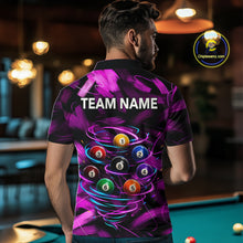 Load image into Gallery viewer, Male pool player wearing Neon Pink Light billiard ball jersey during billiards tournament and league competition