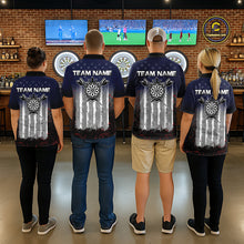 Load image into Gallery viewer, Gray, Blue And Red Grunge US Flag Darts Polo &amp; 1/4-Zip Shirt Custom Patriotic Dart Jersey For Men NYN3081