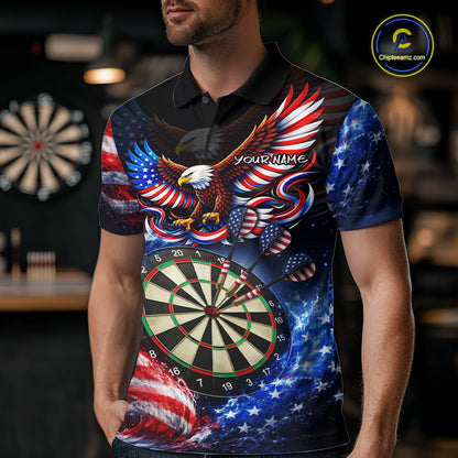 Eagle Dartboard US Flag Freedom Darts Polo Shirt Personalized Patriotic Men Dart Jerseys NYN2527