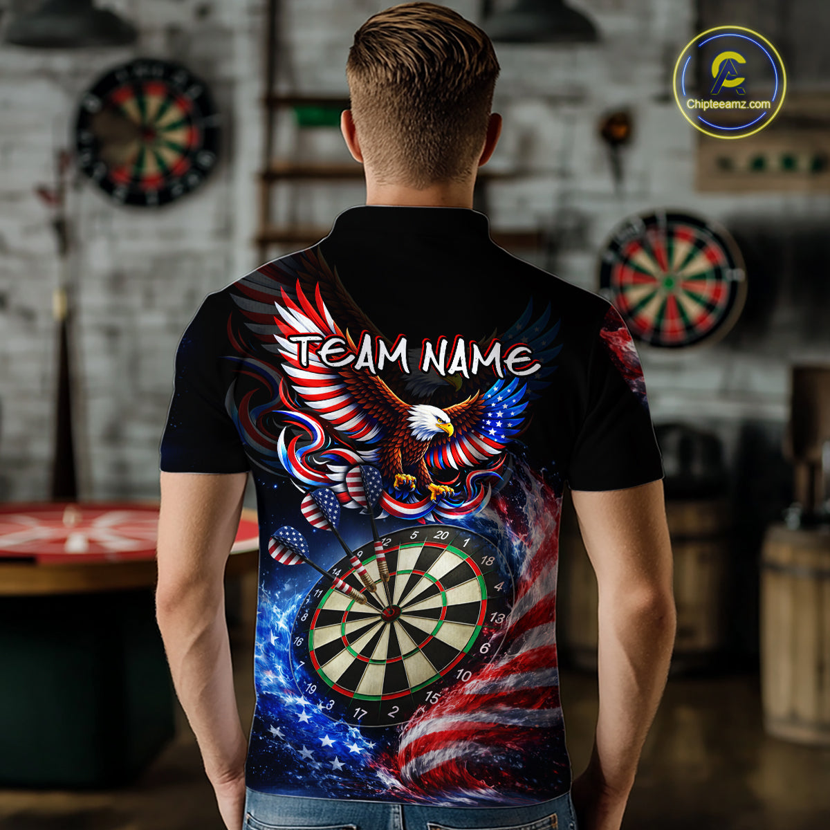 Eagle Dartboard US Flag Freedom Darts Polo Shirt Personalized Patriotic Men Dart Jerseys NYN2527