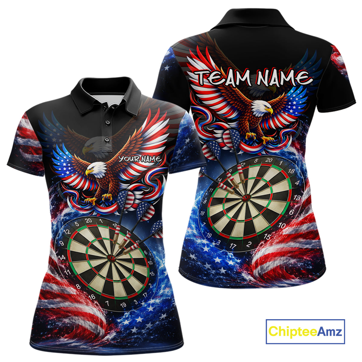 Eagle Dartboard US Flag Freedom Darts Polo Shirt Personalized Patriotic Women Dart Jerseys NYN2527