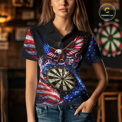 Eagle Dartboard US Flag Freedom Darts Polo Shirt Personalized Patriotic Women Dart Jerseys NYN2527
