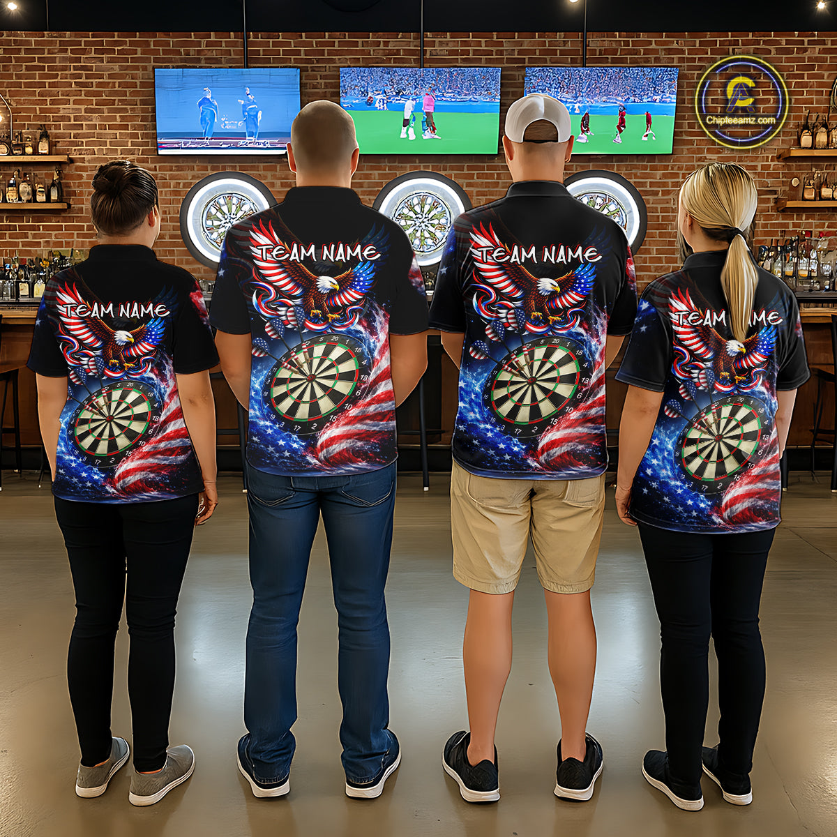 Eagle Dartboard US Flag Freedom Darts Polo Shirt Personalized Patriotic Men Dart Jerseys NYN2527