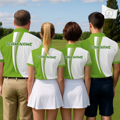 Green Golf Course Pattern Golf Polo Shirts For Men Custom Team Name White Golf Ball Jersey NYN3258