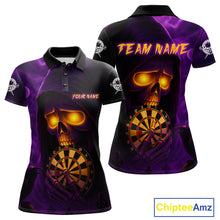Load image into Gallery viewer, Custom Purple-Yellow Grim Reaper Halloween Women Dart Polo Shirt Dart Tournament Jersey NYN1449