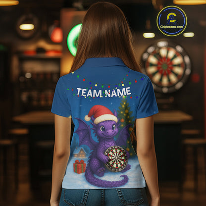 Custom Funny Dragon Dartboard Christmas Dart Polo Shirt For Women Xmas Gift Dart Jersey NYN1455