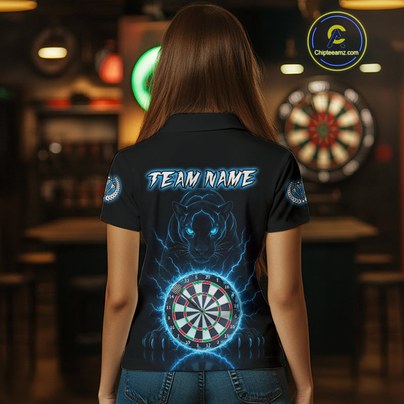 Custom Lightning Blue Dartboard Horror Panther Dart Women Polo Jerseys Outfits Dart Shirts NYN1733
