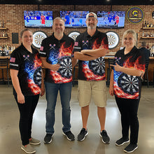 Load image into Gallery viewer, American Flag Fire Flame Smoke Dartboard Women Darts Polo Shirt Custom Dart Team Jersey Gifts NYN2537