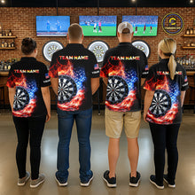 Load image into Gallery viewer, American Flag Fire Flame Smoke Dartboard Women Darts Polo Shirt Custom Dart Team Jersey Gifts NYN2537
