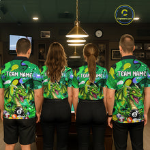 Load image into Gallery viewer, Green Splatter Funny Dragon 8 Ball Pool Billiard Shirts For Men Custom Cute Billiard Team Outfits NYN3301