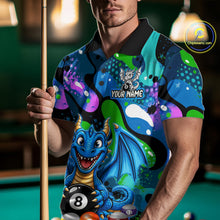 Load image into Gallery viewer, Blue Splatter Funny Dragon 8 Ball Pool Billiard Shirts For Men Custom Cute Billiard Team Outfits NYN3302