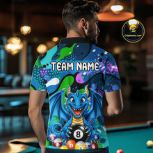 Load image into Gallery viewer, Blue Splatter Funny Dragon 8 Ball Pool Billiard Shirts For Men Custom Cute Billiard Team Outfits NYN3302