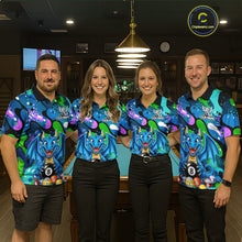 Load image into Gallery viewer, Blue Splatter Funny Dragon 8 Ball Pool Billiard Shirts For Men Custom Cute Billiard Team Outfits NYN3302
