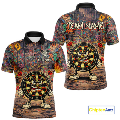 Funny Dartboard Smoking Men Darts Team Shirt Personalized Graffiti Dart Polo Jerseys NYN2554