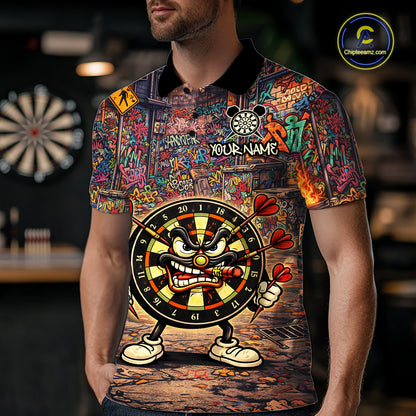 Funny Dartboard Smoking Men Darts Team Shirt Personalized Graffiti Dart Polo Jerseys NYN2554