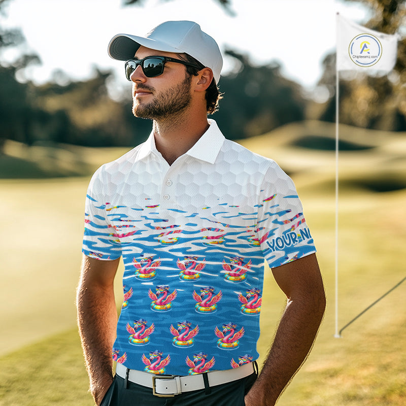 Flamingo Golf Clothing Waving Summer Golf Shirt Funny Custom Floral Golf Polo, Best Golf Gifts NYN2937