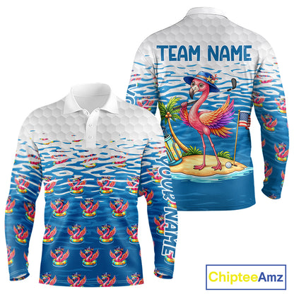 Flamingo Golf Clothing Waving Summer Golf Shirt Funny Custom Floral Golf Polo, Best Golf Gifts NYN2937