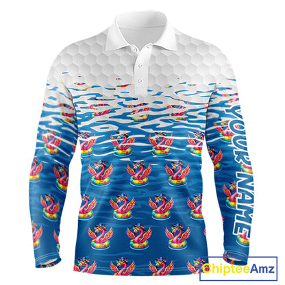 Flamingo Golf Clothing Waving Summer Golf Shirt Funny Custom Floral Golf Polo, Best Golf Gifts NYN2937