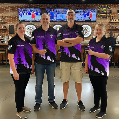 Personalized Wolf-Head Dart Arrows Purple Dart Quarter-Zip Shirt For Women Dart Team Jerseys NYN2283