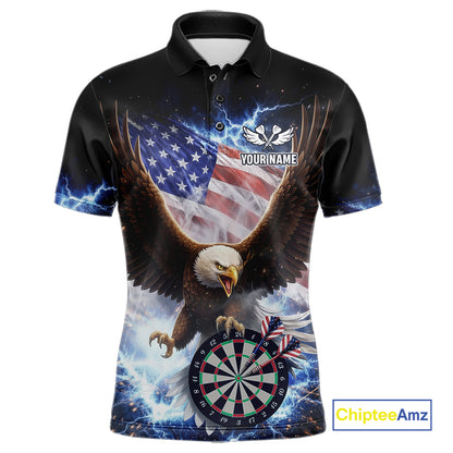 US Flag Smoke Eagle Lightning Dartboard Men Darts Shirt Personalized Patriotic Dart Polo Jerseys NYN2575