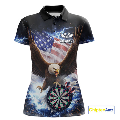 US Flag Smoke Eagle Lightning Dartboard Women Darts Shirt Personalized Patriotic Dart Polo Jerseys NYN2575