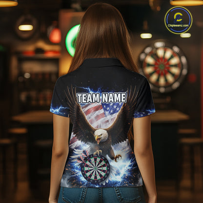 US Flag Smoke Eagle Lightning Dartboard Women Darts Shirt Personalized Patriotic Dart Polo Jerseys NYN2575