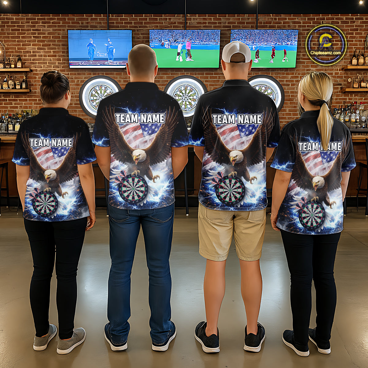 US Flag Smoke Eagle Lightning Dartboard Men Darts Shirt Personalized Patriotic Dart Polo Jerseys NYN2575