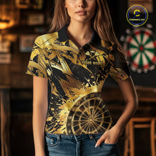 Load image into Gallery viewer, Gold Splatter Dartboard Women Dart Polo &amp; 1/4-Zip Shirt Custom Name Dart Jersey For Darters NYN2965