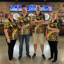 Load image into Gallery viewer, Gold Splatter Dartboard Women Dart Polo &amp; 1/4-Zip Shirt Custom Name Dart Jersey For Darters NYN2965