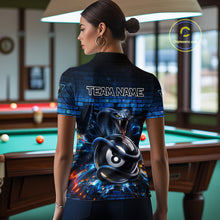 Load image into Gallery viewer, Lightning Blue 8 Ball Pool Shirts Custom Women Billiard Polo &amp; 1/4 Zip Shirts Cobra Billiard Jerseys NYN2969