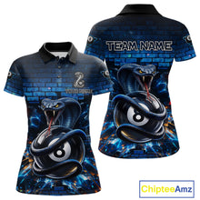 Load image into Gallery viewer, Lightning Blue 8 Ball Pool Shirts Custom Women Billiard Polo &amp; 1/4 Zip Shirts Cobra Billiard Jerseys NYN2969