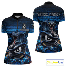 Load image into Gallery viewer, Lightning Blue 8 Ball Pool Shirts Custom Women Billiard Polo &amp; 1/4 Zip Shirts Cobra Billiard Jerseys NYN2969