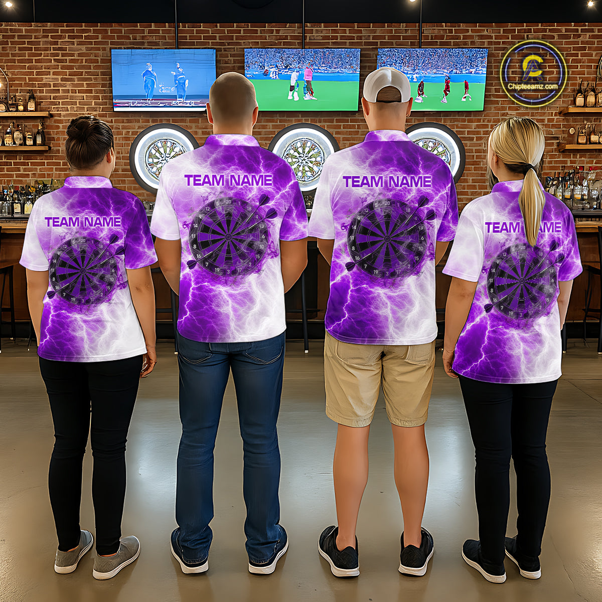 Personalised Purple And White Smokes Men Dart Shirts Custom Thunder Darts Team Shirt For Players NYN3366