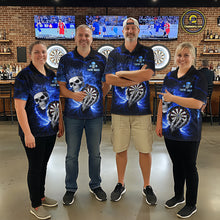Load image into Gallery viewer, Black And Blue Thunder Crown Skull Dartboard Women Darts Quarter-Zip Shirt Custom Darts Team Jersey NYN2608