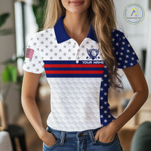 Load image into Gallery viewer, American Flag Anniversary Women Golf Polo Shirt Custom Golf Team Patriotic Golf Tops NYN3384