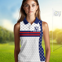Load image into Gallery viewer, American Flag Anniversary Women Golf Sleeveless Polo Shirt Custom Golf Team Patriotic Golf Tops NYN3384