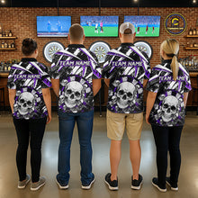 Load image into Gallery viewer, Black &amp; Purple Dartboard Grunge Women Darts Polo Shirts Custom Multi-Skull Dart Team Jerseys NYN2350