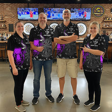 Load image into Gallery viewer, Bull &amp; Dartboard Custom Grunge Women Darts Polo Shirt Purple Darts Team Jersey NYN2351