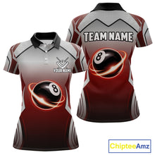 Load image into Gallery viewer, Black And Red 8 Ball Pool Women Billiard Polo &amp; Quarter Zip Shirt Custom 8  Ball Billiard Team Jersey NYN2986