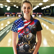 Load image into Gallery viewer, Custom American Flag Splatter Eagle Bowling Team Shirts For Men Patriotic Outfits Bowling Jersey NYN2779