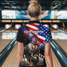 Load image into Gallery viewer, Custom American Flag Splatter Eagle Bowling Team Shirts For Men Patriotic Outfits Bowling Jersey NYN2779